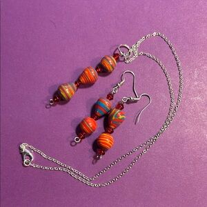 Colorful Beaded Necklace and Earring Set